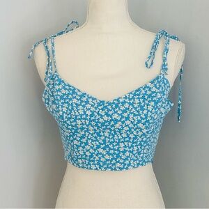 Le Lis Blue Floral Tie-Strap Tank Top
